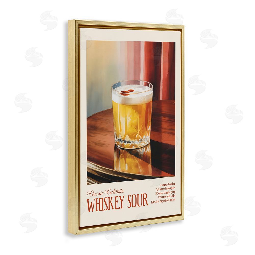 Andreas Magnusson Whiskey Sour on Table Gold Floating Frame Canvas Wall Art Print