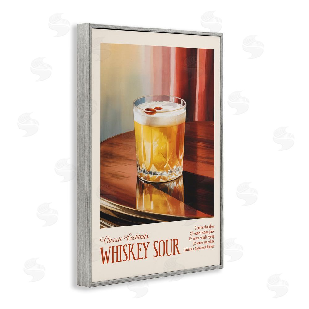 Andreas Magnusson Whiskey Sour on Table Gray Framed Giclee Wall Art Print