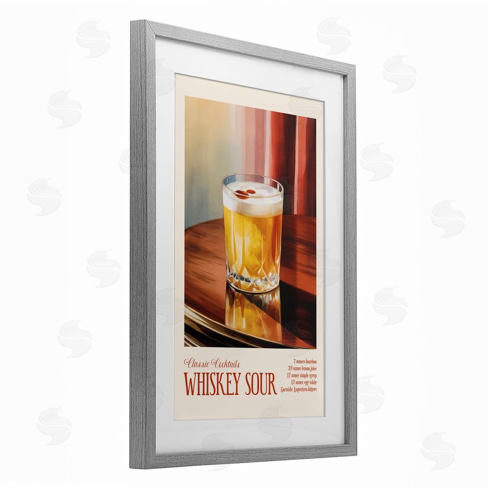 Andreas Magnusson Whiskey Sour on Table Gray Framed Print Under Glass Wall Art