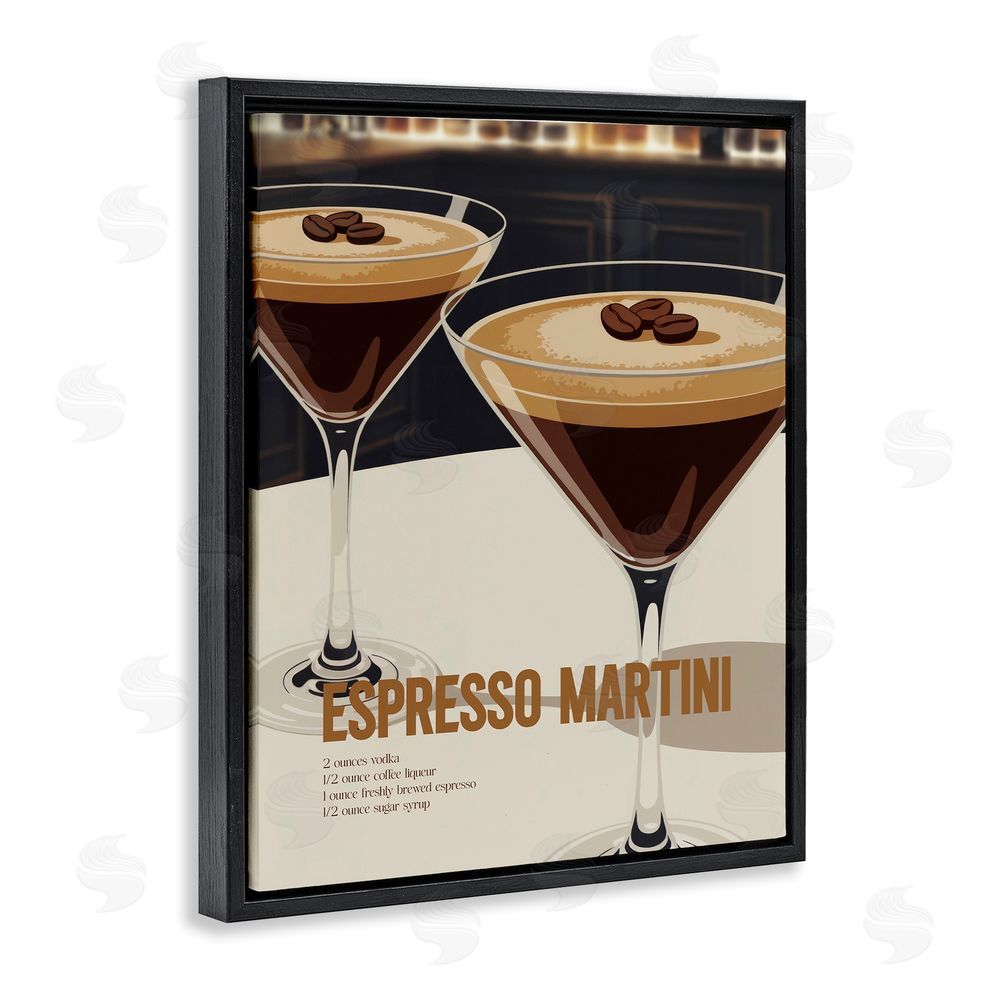 Andreas Magnusson Sleek Modern Espresso Martini Black Floating Frame Canvas Wall Art Print