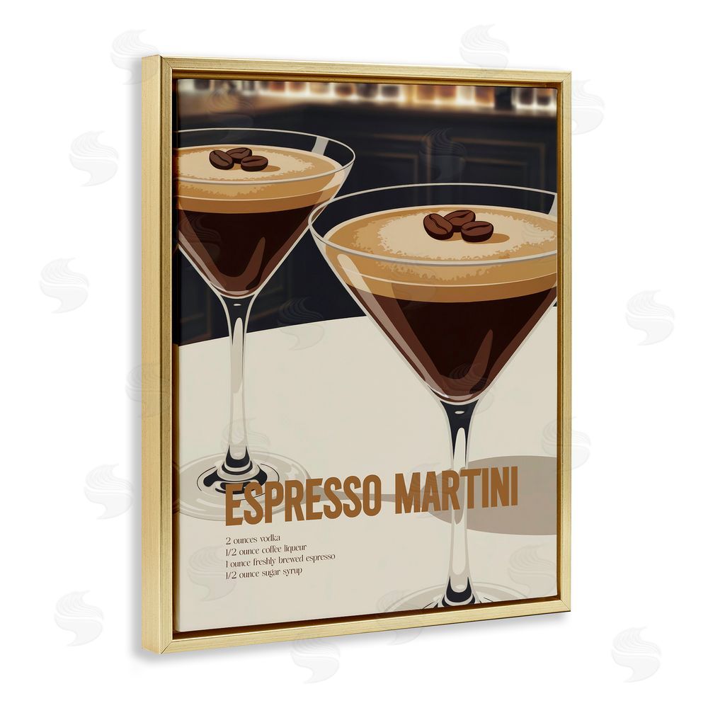 Andreas Magnusson Sleek Modern Espresso Martini Gold Floating Frame Canvas Wall Art Print