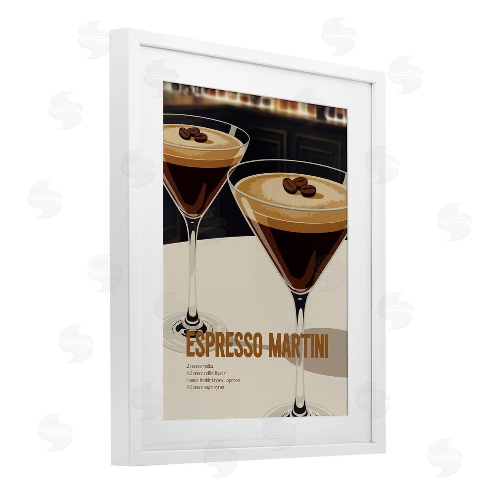 Andreas Magnusson Sleek Modern Espresso Martini White Framed Print Under Glass Wall Art