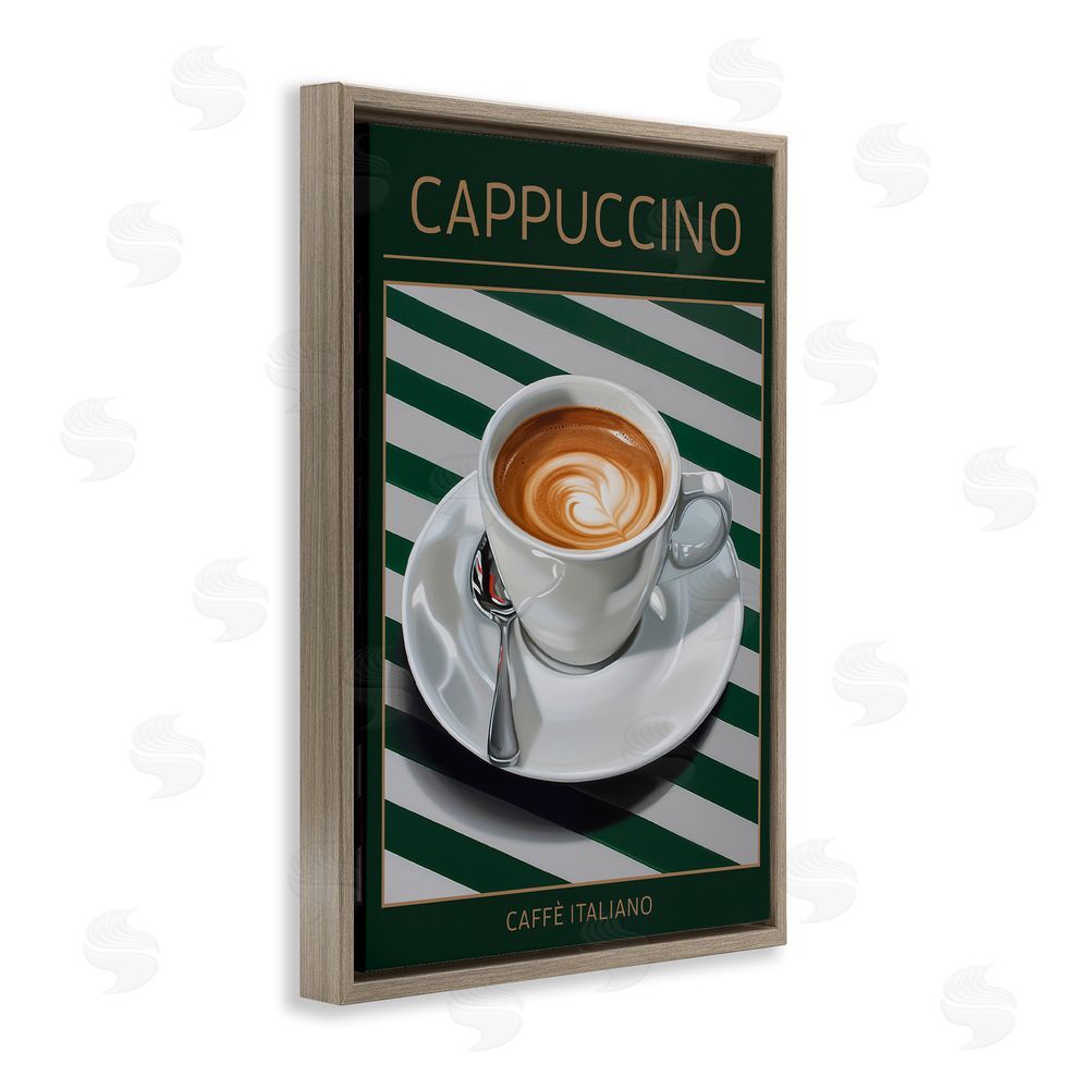 Andreas Magnusson Cappuccino Coffee over Stripes Brown Floating Frame Canvas Wall Art Print