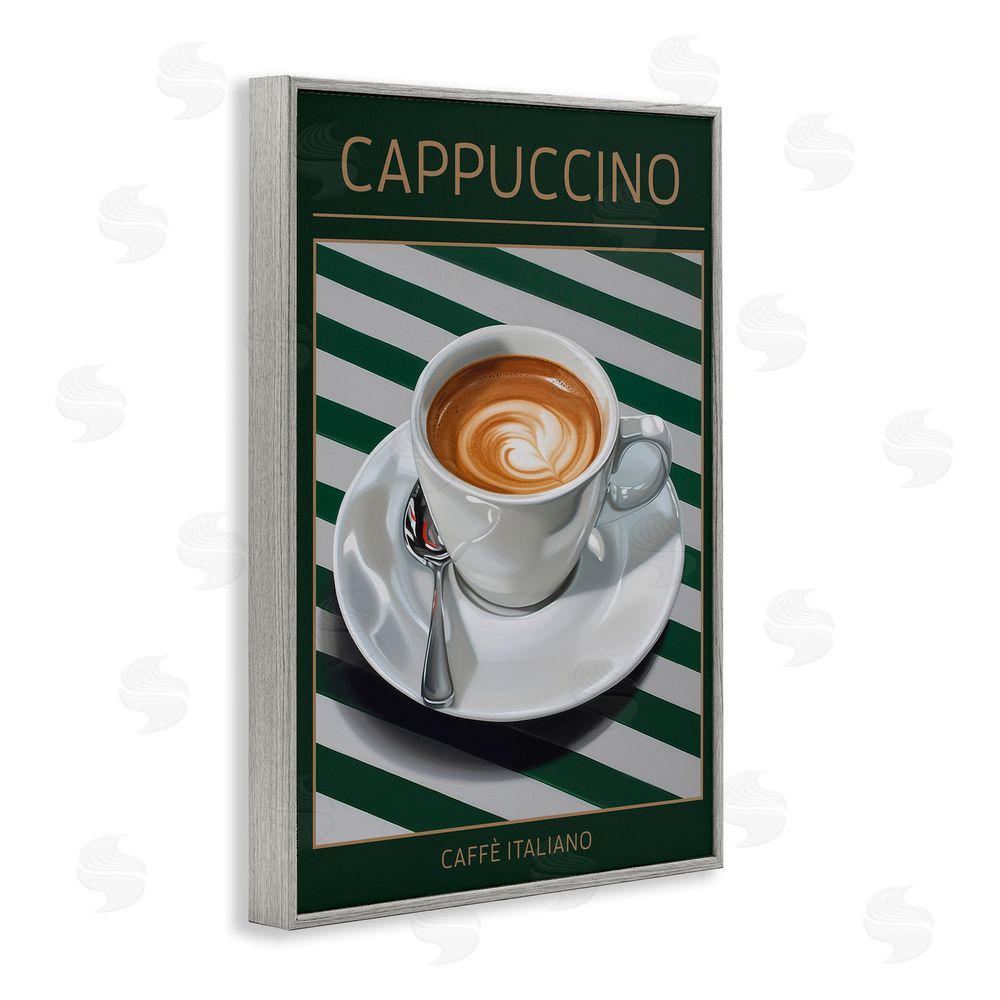 Andreas Magnusson Cappuccino Coffee over Stripes Gray Framed Giclee Wall Art Print