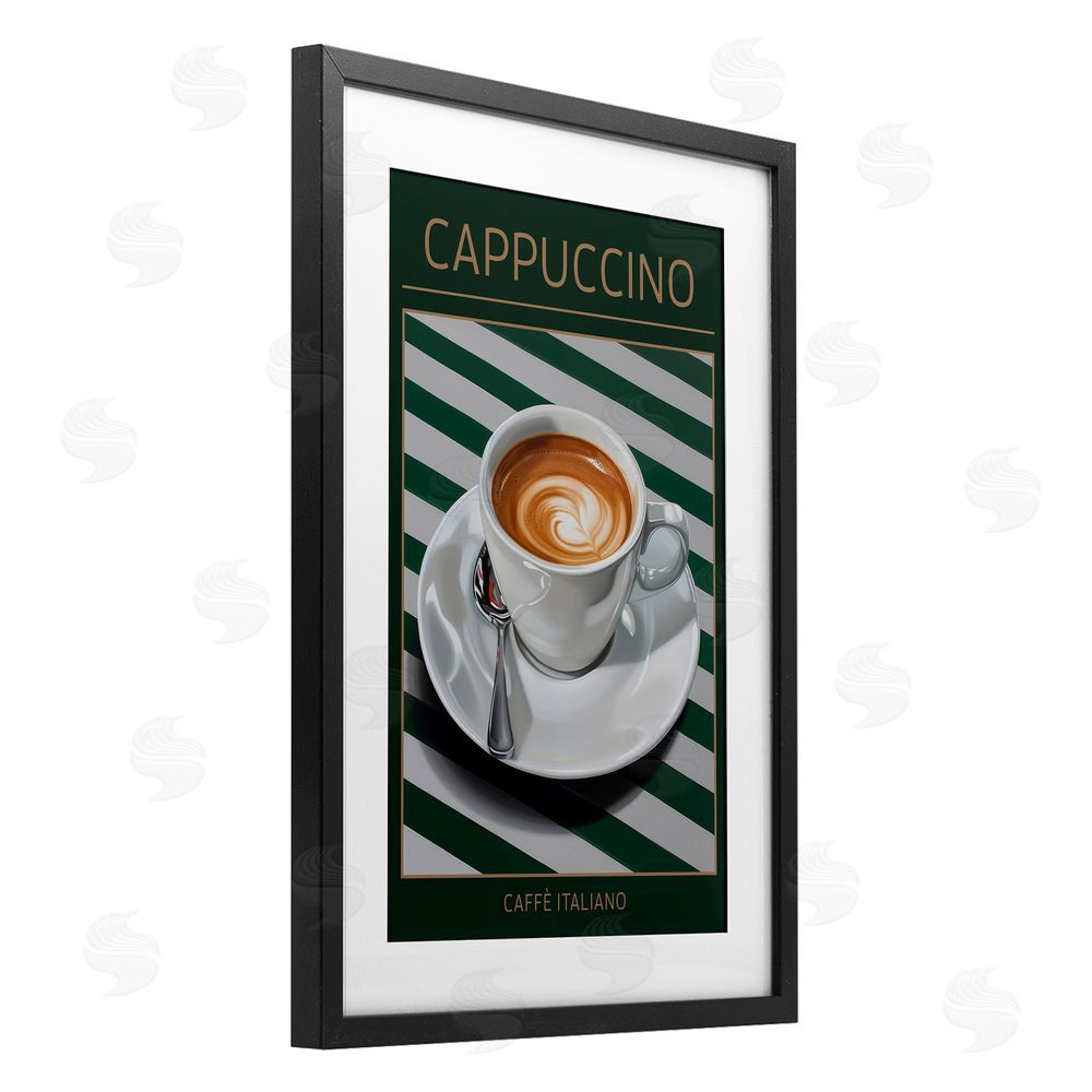 Andreas Magnusson Cappuccino Coffee over Stripes Black Framed Print Under Glass Wall Art