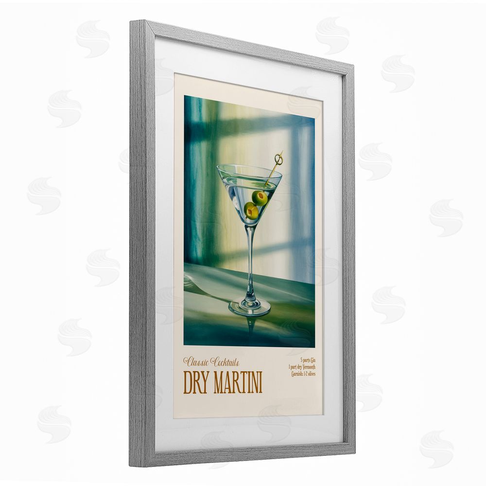 Andreas Magnusson Dry Martini on Surface Gray Framed Print Under Glass with Mat Wall Art