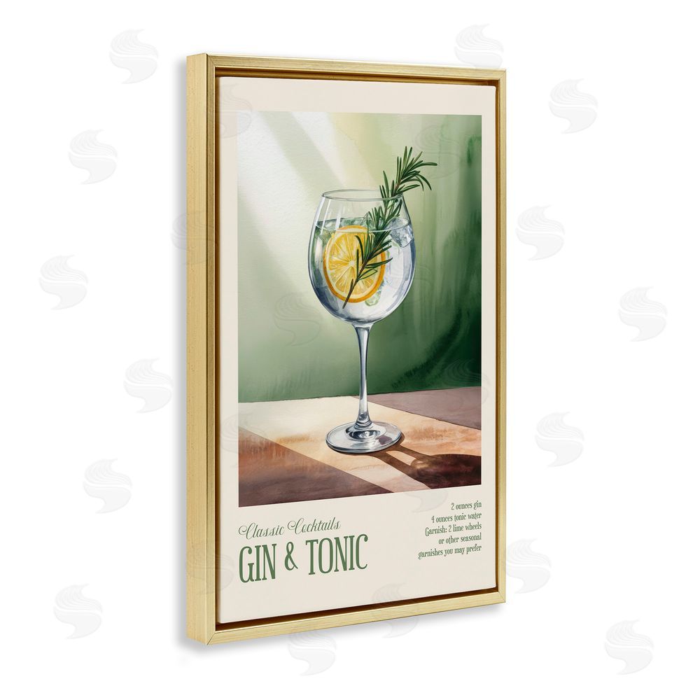 Andreas Magnusson Gin & Tonic Sun Rays Gold Floating Frame Canvas Wall Art