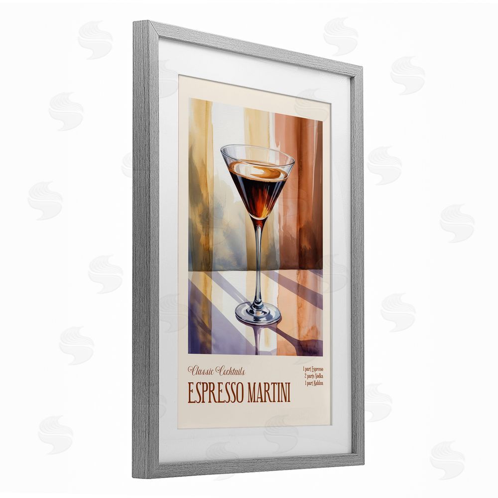 Andreas Magnusson Espresso Martini Sun Reflection Gray Framed Print Under Glass with Mat Wall Art