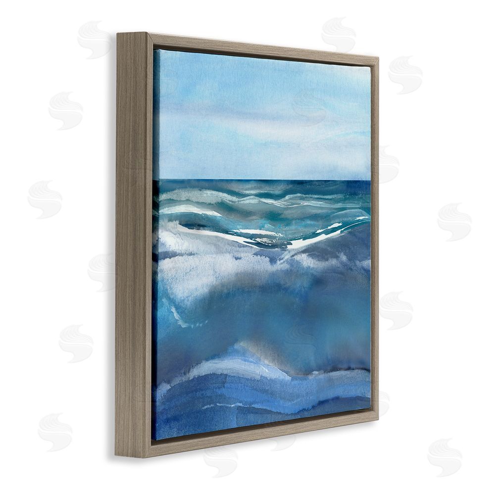 Susan Jill Calm Seas under Soft Sky Brown Floating Frame Canvas Wall Art Print