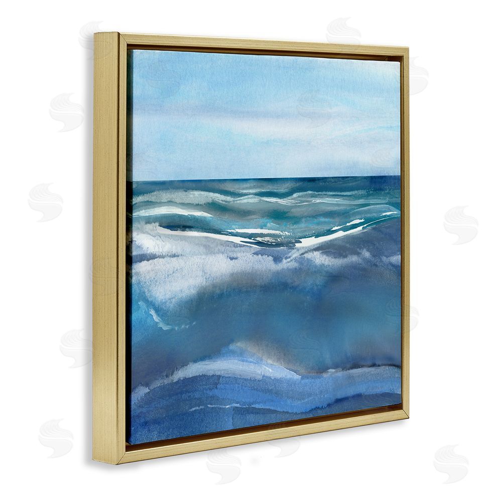 Susan Jill Calm Seas under Soft Sky Gold Floating Frame Canvas Wall Art Print