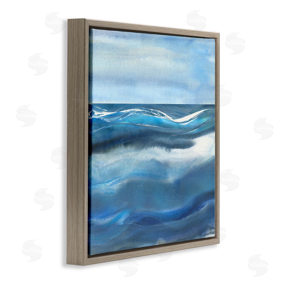 Susan Jill Calm Expanse of Ocean Waves Brown Floating Frame Canvas Wall Art Print