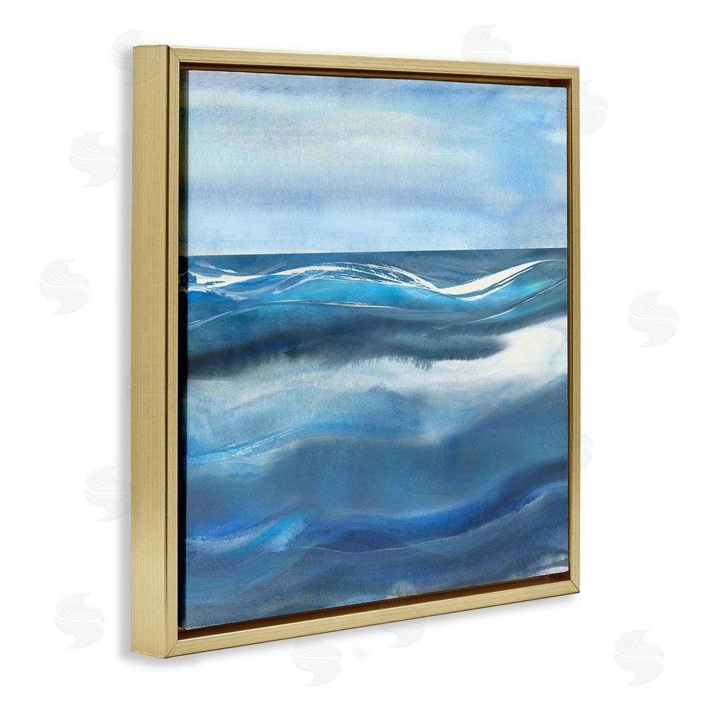 Susan Jill Calm Expanse of Ocean Waves Gold Floating Frame Canvas Wall Art Print