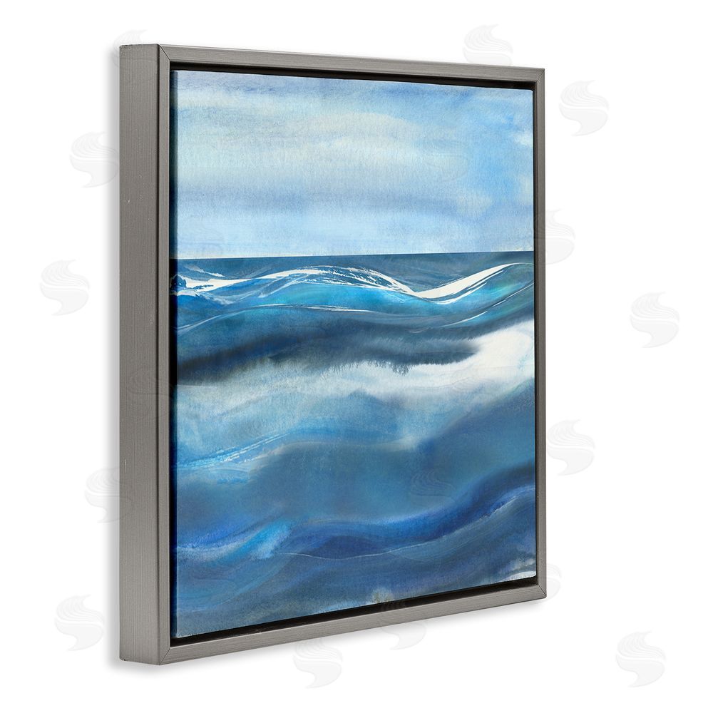 Susan Jill Calm Expanse of Ocean Waves Gray Floating Frame Canvas Wall Art Print
