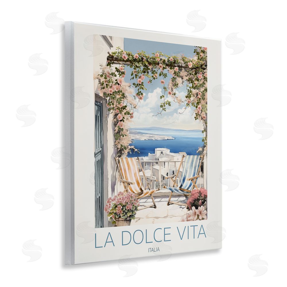 CAD Designs Coastal Italian Balcony View Wooden Wall Plaque Art Print