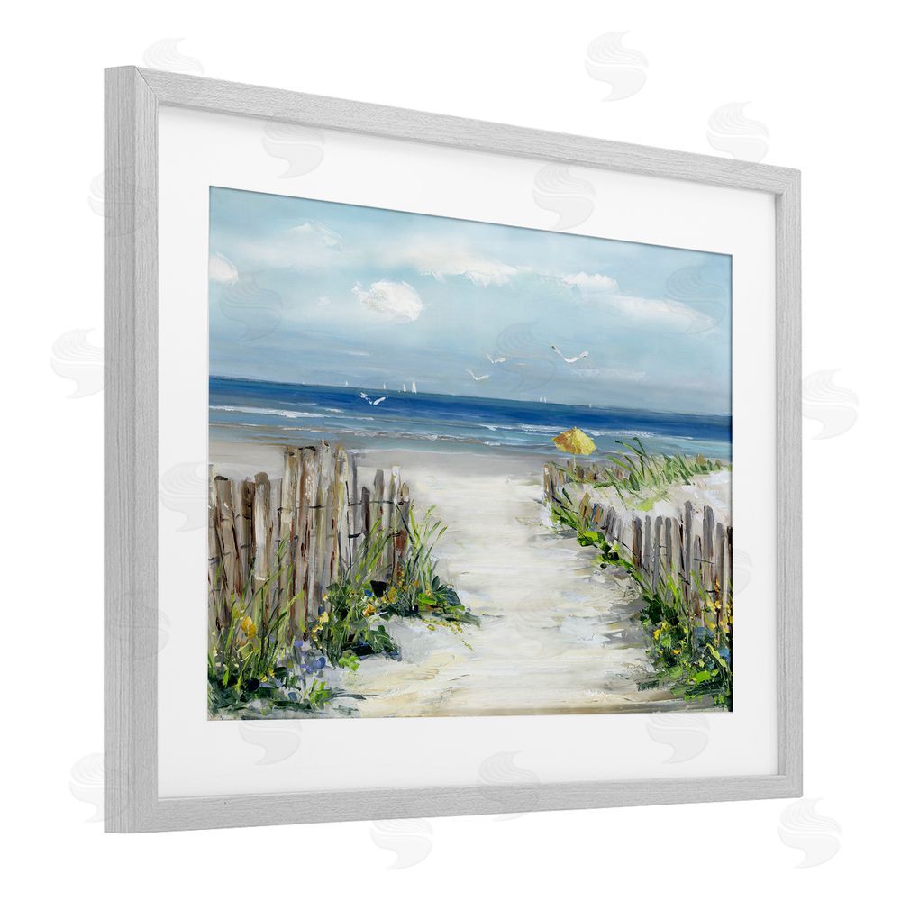 Sally Swatland Sunlit Dune Path To Ocean Gray Framed Print Under Glass Wall Art