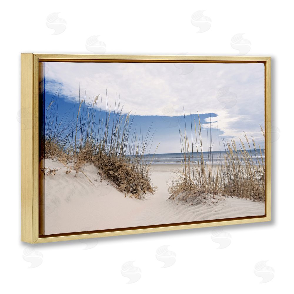 Natalie Carpentieri Sea Oats Along Sandy Dunes Gold Floating Frame Canvas Wall Art Print