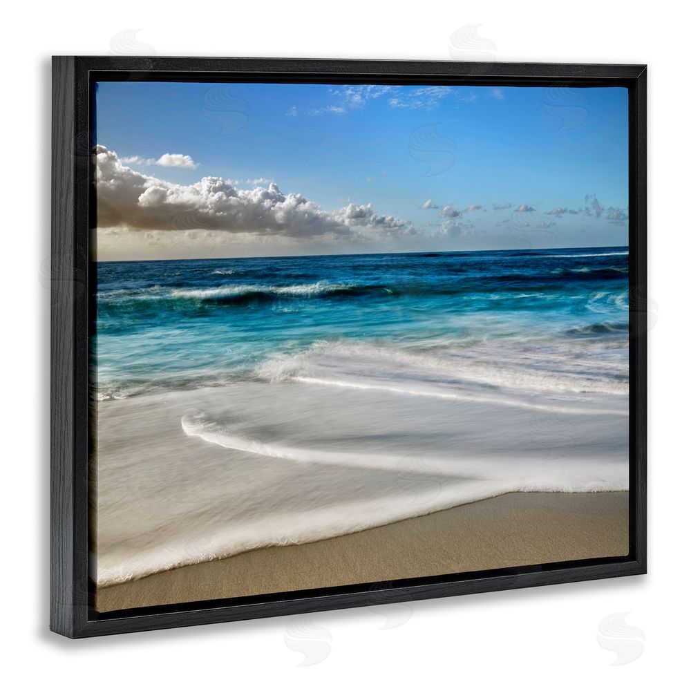 Superstock Morning Foam on Shore Black Floating Frame Canvas Wall Art Print