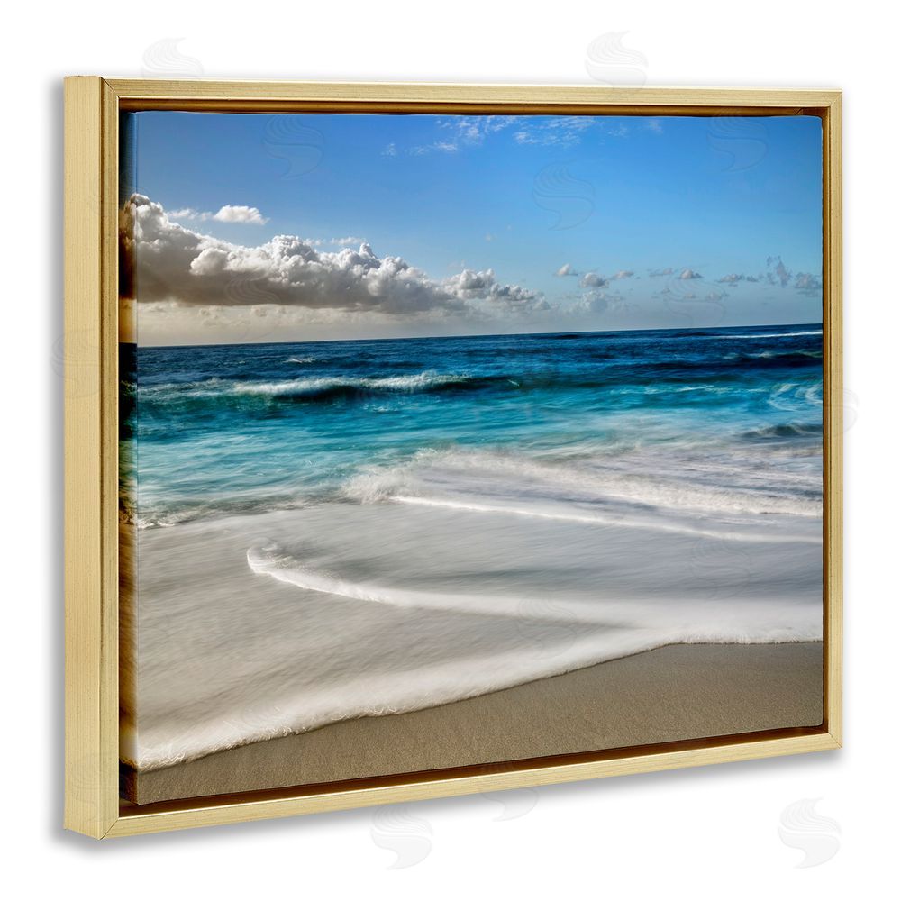 Superstock Morning Foam on Shore Gold Floating Frame Canvas Wall Art Print