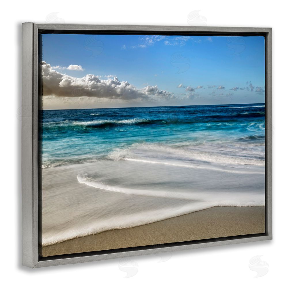 Superstock Morning Foam on Shore Gray Floating Frame Canvas Wall Art Print