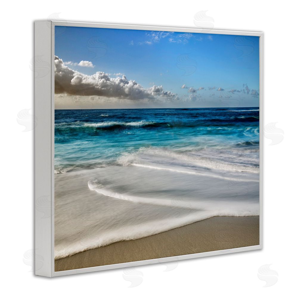 Superstock Morning Foam on Shore White Framed Giclee Wall Art Print
