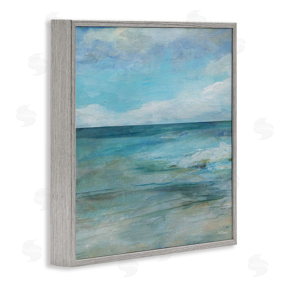 Carol Robinson Aqua Ocean Horizon Abstract Gray Framed Giclee Wall Art Print