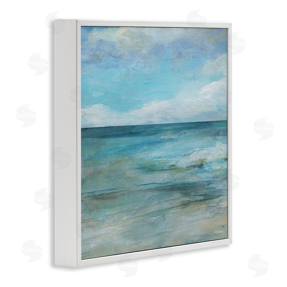 Carol Robinson Aqua Ocean Horizon Abstract White Framed Giclee Wall Art Print