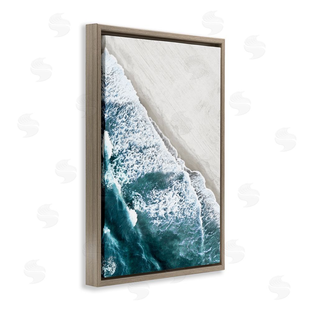Natalie Carpentieri Corolla Beach Breezy Shoreline Brown Floating Frame Canvas Wall Art Print