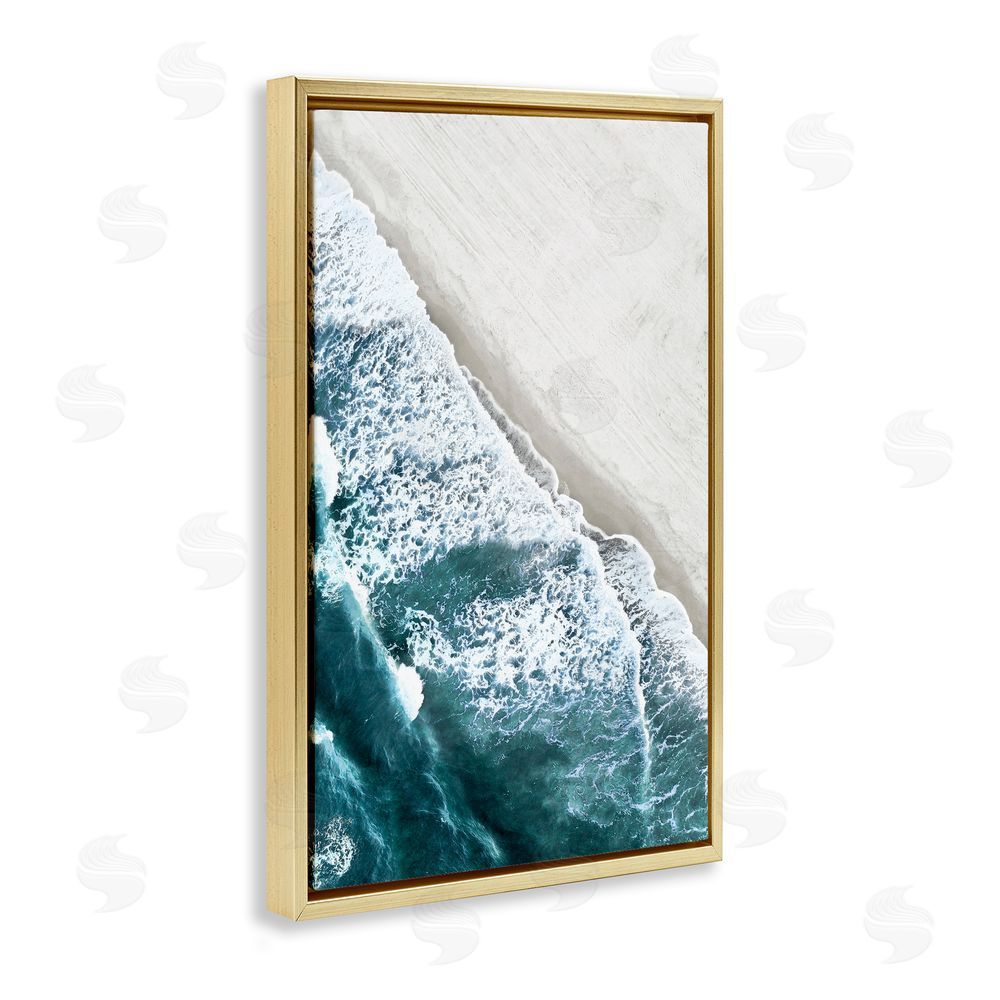 Natalie Carpentieri Corolla Beach Breezy Shoreline Gold Floating Frame Canvas Wall Art Print