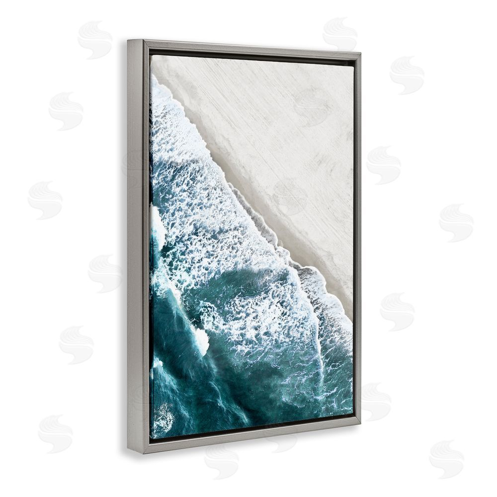 Natalie Carpentieri Corolla Beach Breezy Shoreline Gray Floating Frame Canvas Wall Art Print