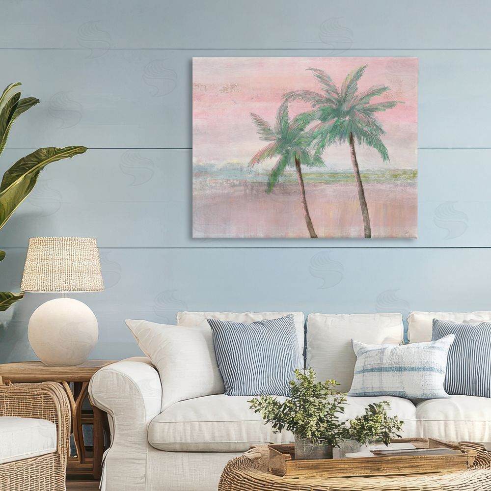 Nan Sunset Palms at Dusk Stretched Canvas Wall Art in Room