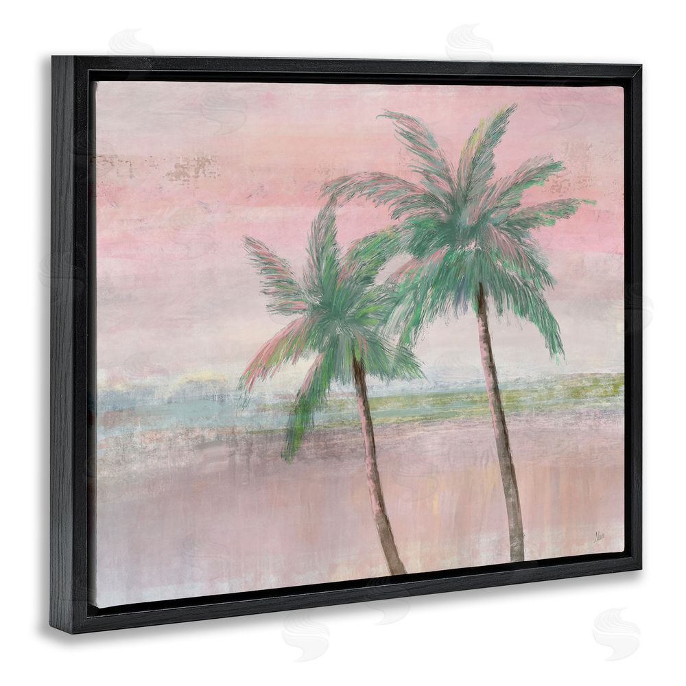 Nan Sunset Palms at Dusk Black Floating Frame Canvas Wall Art Print