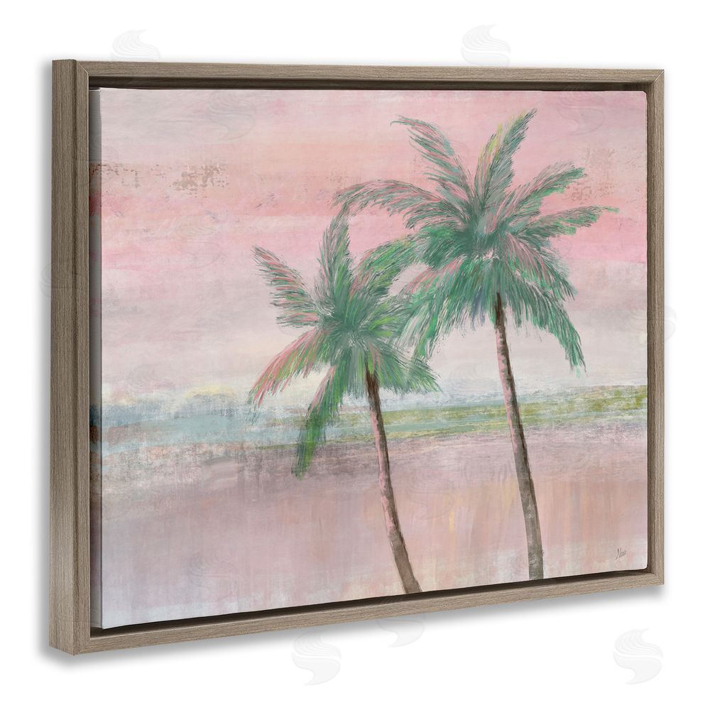 Nan Sunset Palms at Dusk Brown Floating Frame Canvas Wall Art Print