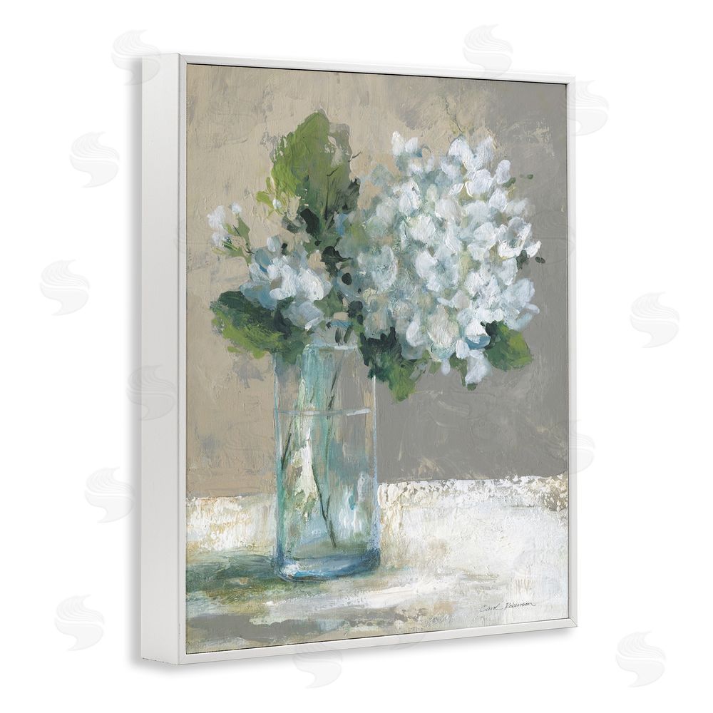 Carol Robinson Serene White Hydrangeas in Glass White Framed Giclee Wall Art Print