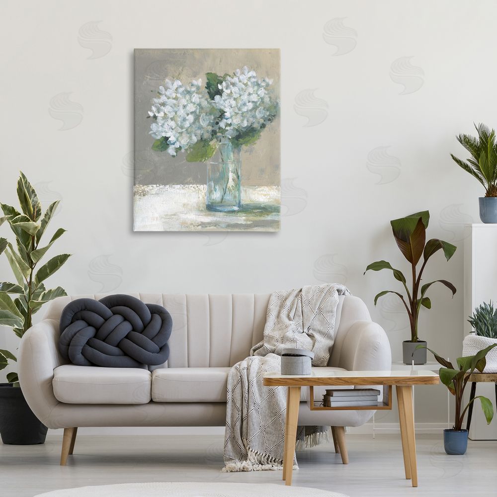 Carol Robinson White Hydrangeas Glass Vase 