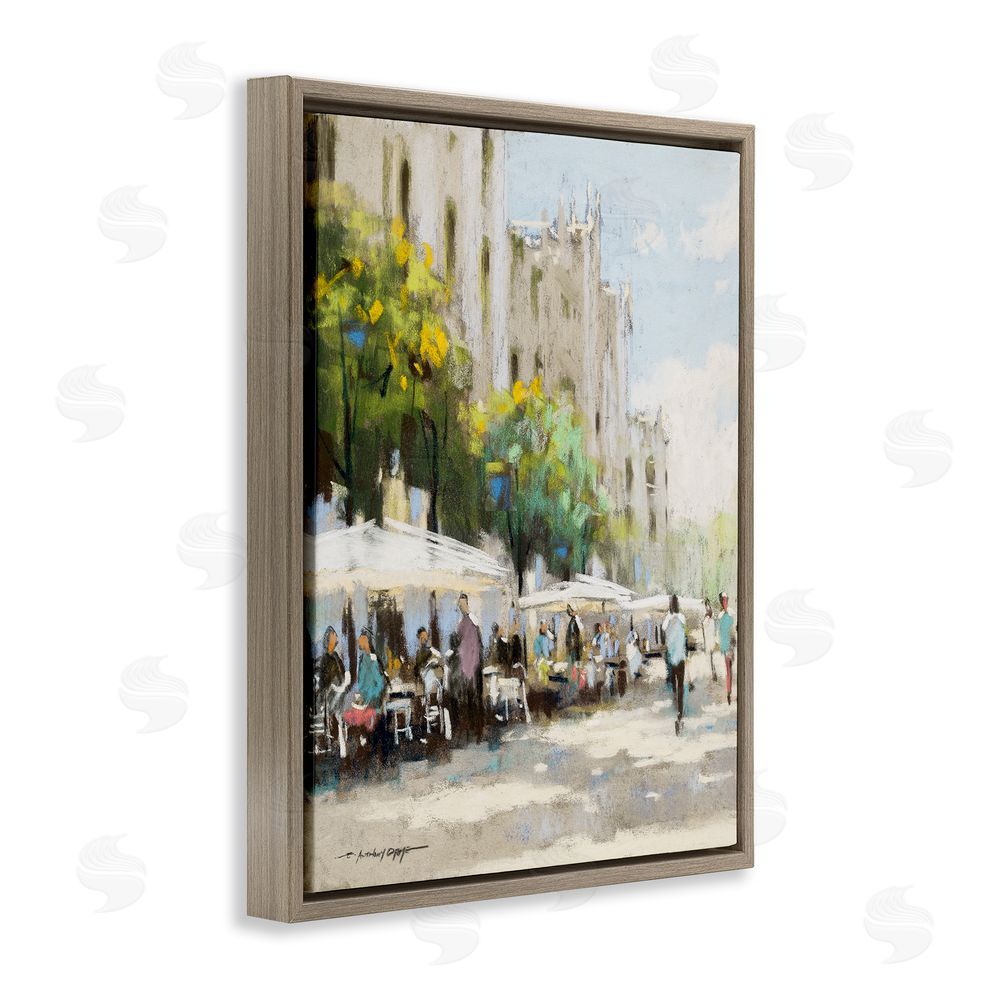 Anthony Orme Street Cafe on Boulevard Brown Floating Frame Canvas Wall Art Print
