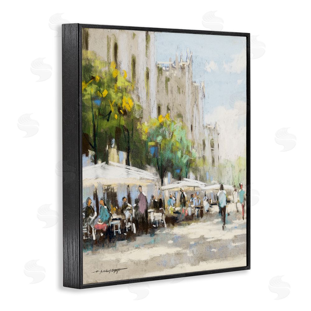 Anthony Orme Street Cafe on Boulevard Black Framed Giclee Wall Art Print