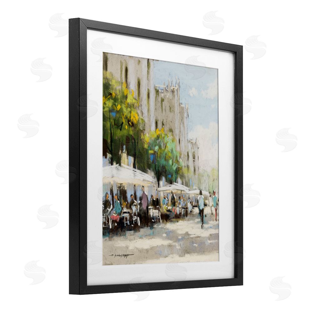Anthony Orme Street Cafe on Boulevard Black Framed Print Under Glass Wall Art