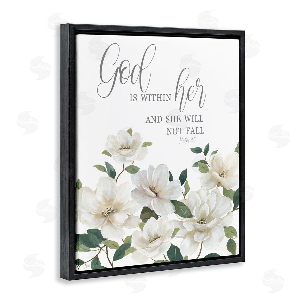 Nan God Is Within Her Black Floating Frame Canvas Wall Art Print