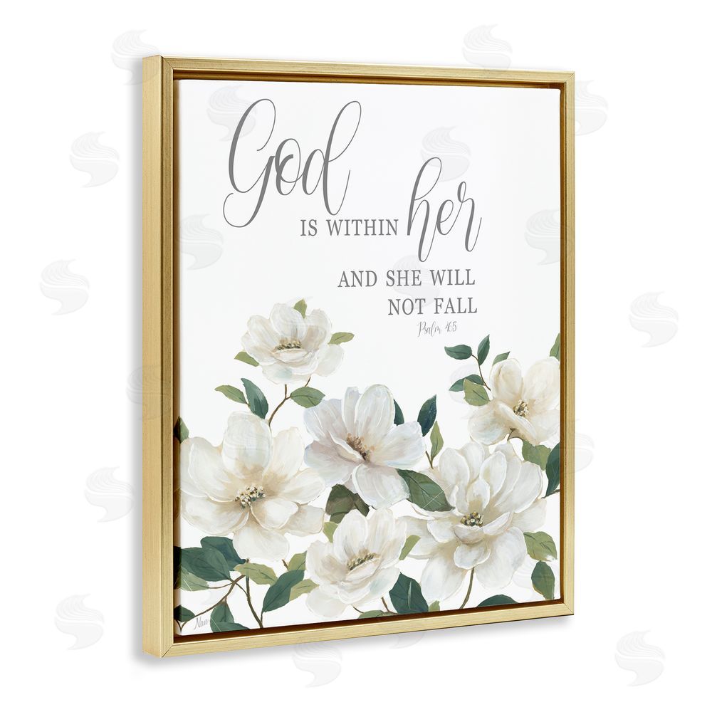 Nan God Is Within Her Gold Floating Frame Canvas Wall Art Print