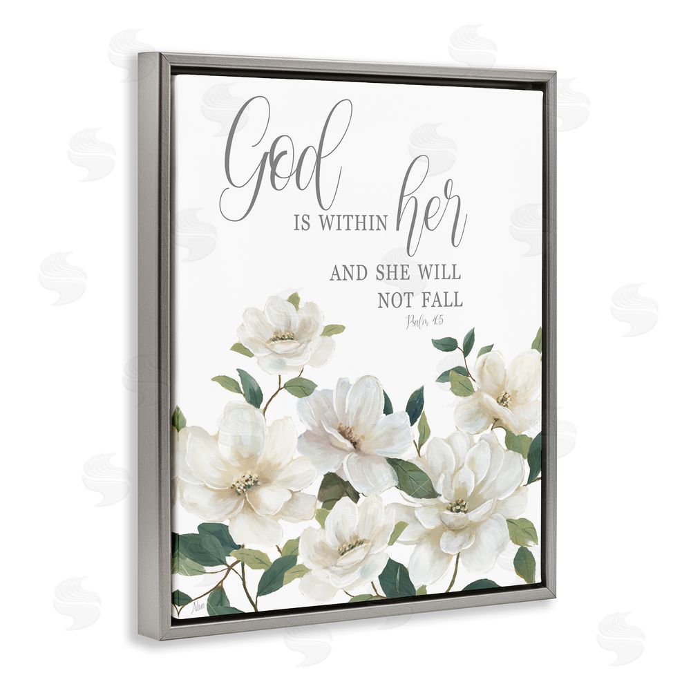 Nan God Is Within Her Gray Floating Frame Canvas Wall Art Print