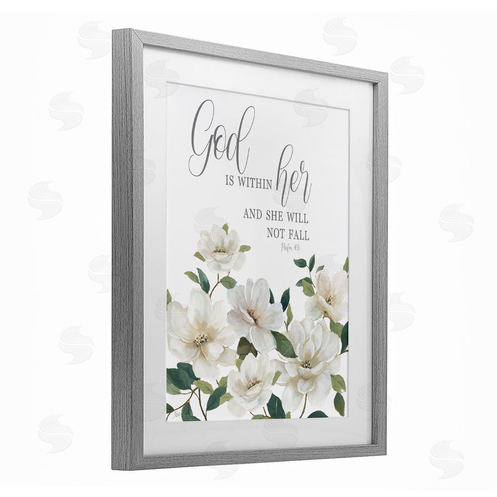 Nan God Is Within Her Gray Framed Print Under Glass Wall Art