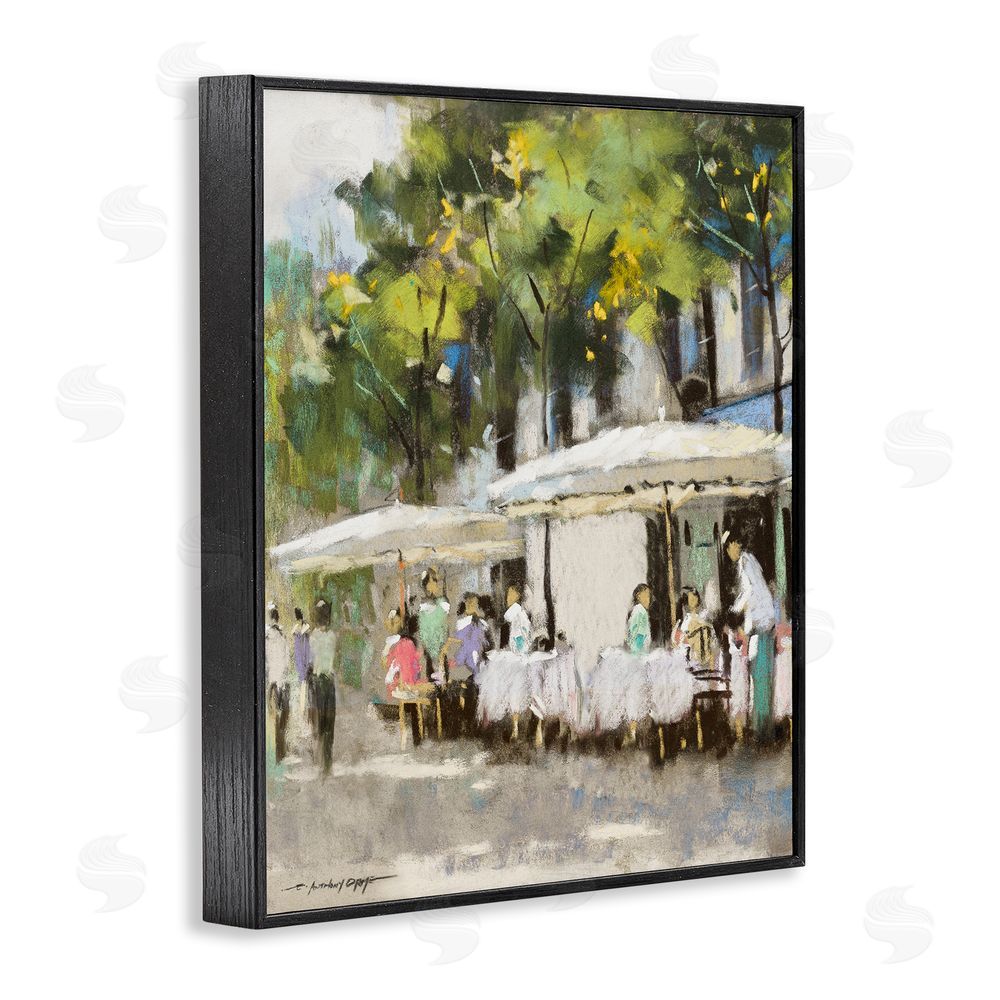 Anthony Orme Sunny Street Cafe Dining Black Framed Giclee Wall Art Print