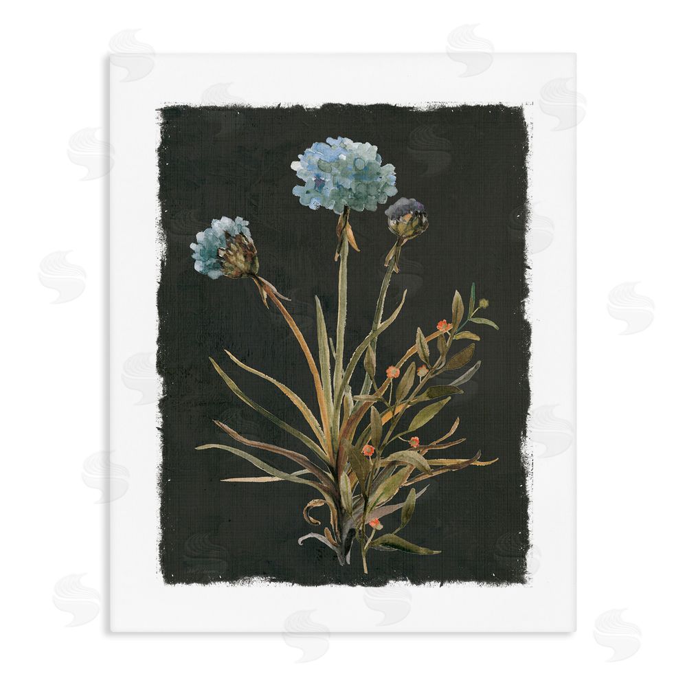 Carol Robinson Cerulean Bloom on Dark Green Stretched Canvas Wall Art Print
