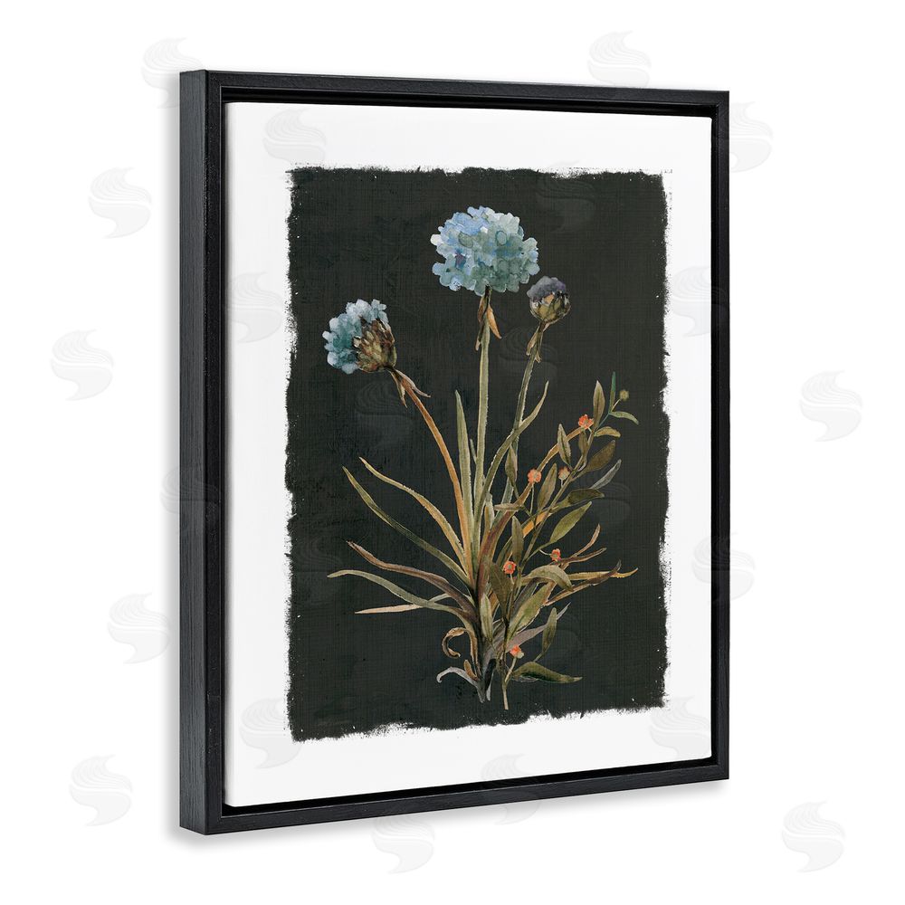 Carol Robinson Cerulean Bloom on Dark Green Black Floating Frame Canvas Wall Art Print