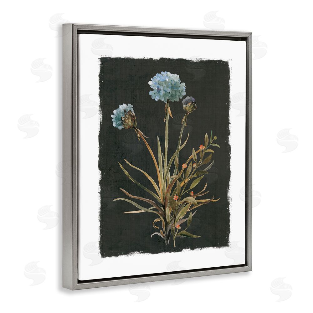 Carol Robinson Cerulean Bloom on Dark Green Gray Floating Frame Canvas Wall Art Print