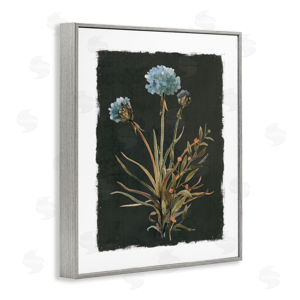 Carol Robinson Cerulean Bloom on Dark Green Gray Framed Giclee Wall Art Print