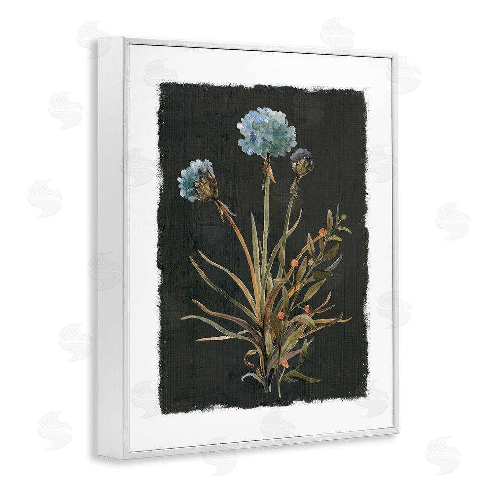 Carol Robinson Cerulean Bloom on Dark Green White Framed Giclee Wall Art Print