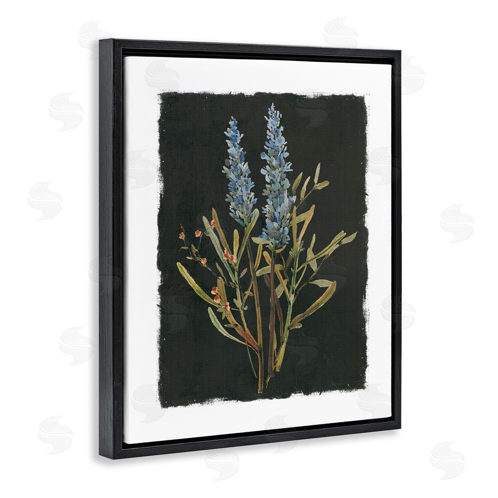 Carol Robinson Lavender Sprigs on Dark Background Black Floating Frame Canvas Wall Art Print