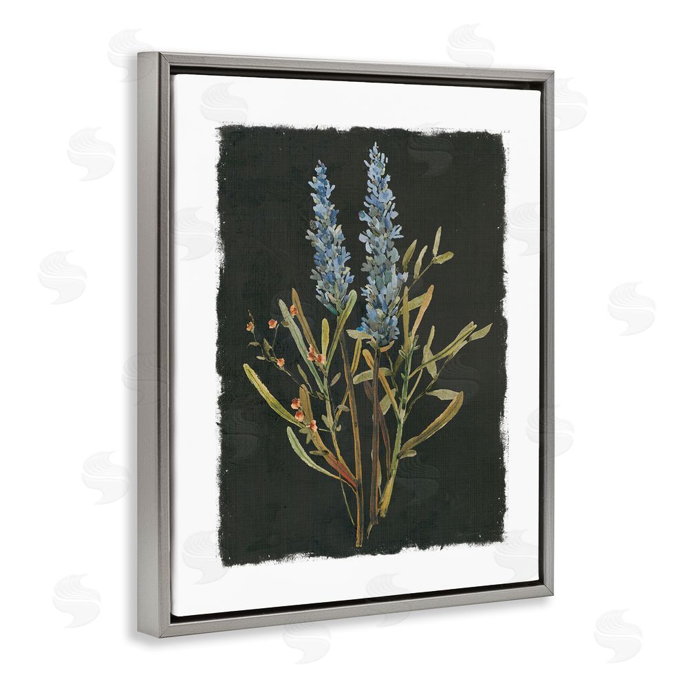 Carol Robinson Lavender Sprigs on Dark Background Gray Floating Frame Canvas Wall Art Print