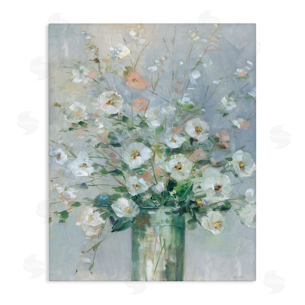 Sally Swatland Delicate White Blossoms Impression Stretched Canvas Wall Art Print